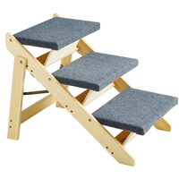 Rampa pentru caini, design 2 in 1 scara /rampa, 3 trepte, Pliabila, 705x470x500mm, lemn pin, max 68 kg