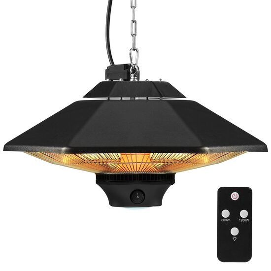 Incalzitor cu infrarosu suspendat 800-2000W,  Telecomanda, 3 setari de temperatura, Temporizator, IP34, Aluminiu, 440x440x220 mm