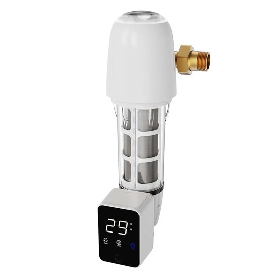 Filtru sedimente pentru toata casa, Centrifugal, 40 microni, Debit 8 T/h, curatare automata, Instalare universal, 1" GM + 1 1/4" GM