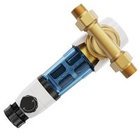 Filtru sedimente pentru toata casa, Centrifugal, 40 microni, Debit 4 T/h, Instalare universala, 3/4" GM + 1" GM + 3/4" GF, supapa curatare