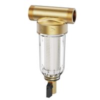 Filtru sedimente pentru toata casa, Centrifugal, 40 si 300 microni, Debit 4 T/h, Instalare universala, 3/4" GF + 1" GM, supapa curatare