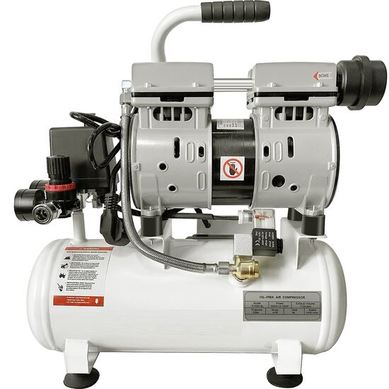 Compresor fara ulei, ultra silentios 58 dB, 550 W, 9 l, 110 l/min, 8 Bar, 1440 rpm, 2 x manometre
