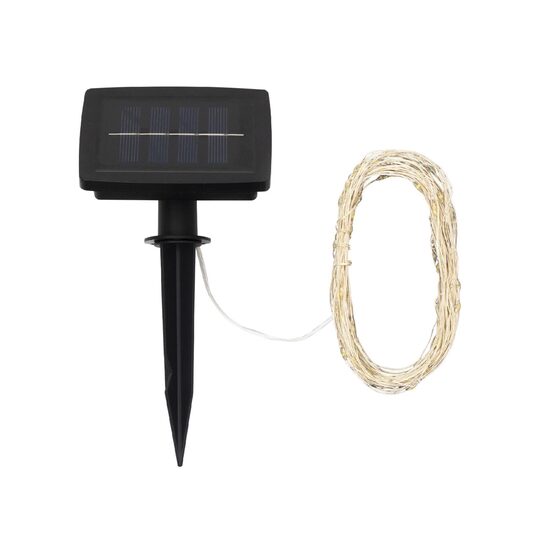Instalatie luminoasa cu panou solar, 100 x micro Led, Exterior, Lungime 5 m, Baterie NiMh