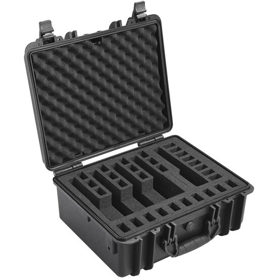 Caseta etansa pentru 5 pistoale, IP67, interior pretaiat, 475 × 415 × 223 mm, supapa presiune
