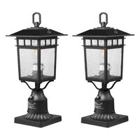 Set 2 lampi pentru gradina cu senzor de lumina inclus, Retro Aluminiu/Sticla, E27, max 100 W, 180 x 180 x 450 mm, fara bec, IP45