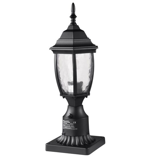 Felinar pentru gradina cu senzor de lumina inclus, Retro Aluminiu/Sticla, E27, max 100 W, 165 x 165 x 440 mm, fara bec, IP45