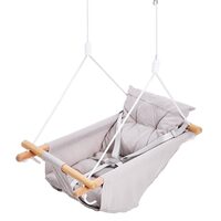 Leagan pentru copii, maxim 68 Kg, sfoara, lemn si textil, 70 x 40 x 20 cm, centura prindere