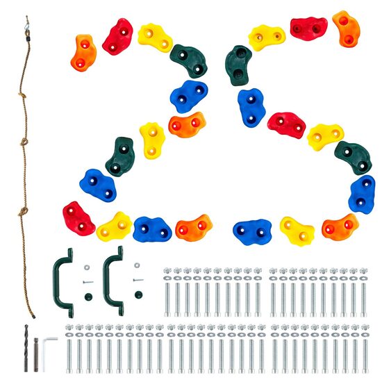 Set 25 pietre de catarat, Multicolor, accesorii prindere incluse, Sfoara 2.4 m, max 136 kg