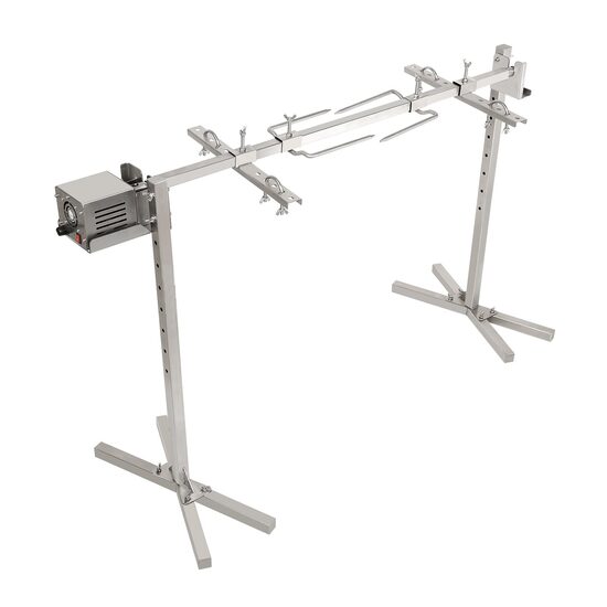 Rotisor electric pentru gratar Inox, max 60 kg, lungime de lucru 117 cm, putere 52 W, Inaltime reglabila 8 nivele, 4 rpm