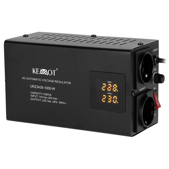 Stabilizator de tensiune automat 1000 VA / 700 W, 2 x Shucko, 150 - 270 V AC, Monofazat, 117 x 197 x 90 mm