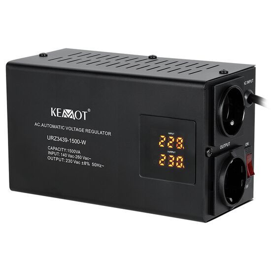 Stabilizator de tensiune automat 1500 VA / 1050 W, 2 x Shucko, 150 - 270 V AC, Monofazat, 117 x 197 x 90 mm 