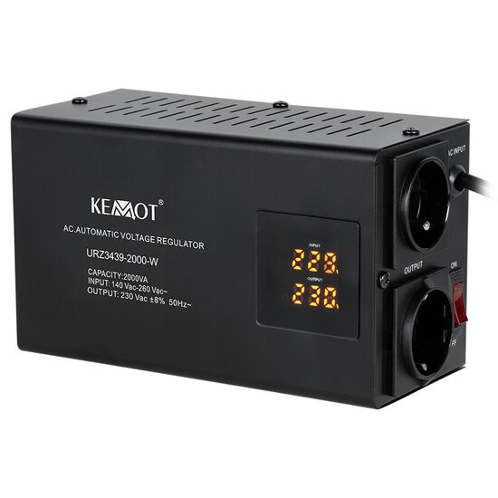 Stabilizator de tensiune automat 2000 VA / 1400 W, 2 x Shucko, 150 - 270 V AC, Monofazat, 117 x 197 x 90 mm