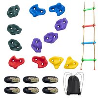 Set 12 pietre de catarat in copaci, Multicolor, accesorii prindere incluse, scara 2 m, 6 x curele cu clichet, max 105 kg