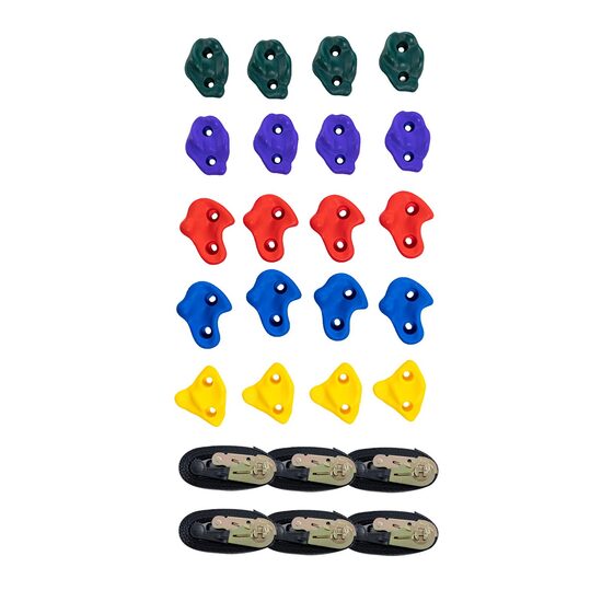 Set 20 pietre de catarat, Multicolor, accesorii prindere incluse, 6 x curele cu clichet, max 105 kg