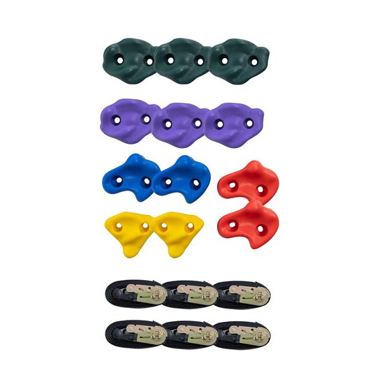 Set 12 pietre de catarat, Multicolor, accesorii prindere incluse, 6 x curele cu clichet, max 105 kg