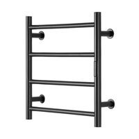 Uscator electric pentru prosoape, Inox, fixare perete, IPX5, 500 x 500 x 102 mm, 4 elementi, temporizator, LCD, Negru