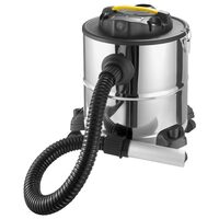 Aspirator cenusa, 1200 W, capacitate 20 l, Furtun metallic 1 m, Inox