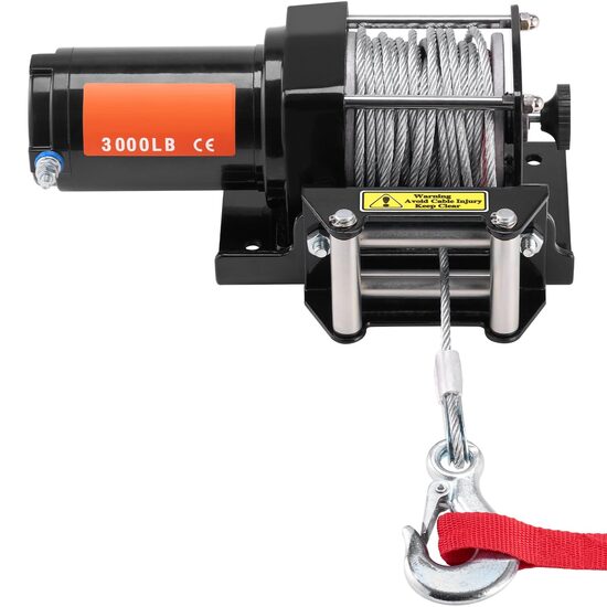 Troliu electric 12V, capacitate 1361 kg, Lungime cablu 12 m, Telecomanda cu fir, IP55