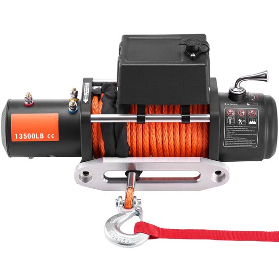 Troliu electric cu franghie sintetica 12V, capacitate 6123 kg, Lungime tragere 24 m, Telecomanda Wi-Fi, IP55