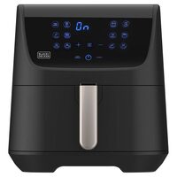 Friteuza cu aer cald, digitala, Inox, 5.5 Litri, 1800 W, 12 Programe, Timer, Negru, 2 x cosuri