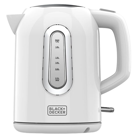Fierbator electric cordless, Inox/Plastic, Capacitate 1.7 l, Alb, putere 2200 W, Indicator de temperatura, filtru anti-calcar