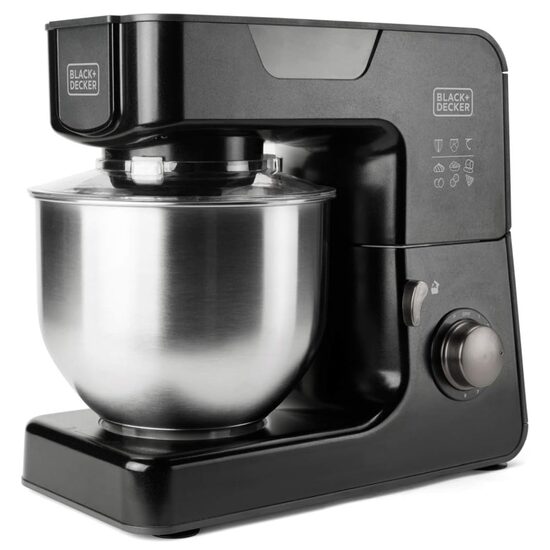 Mixer planetar cu bol inox 1000 W, 8 viteze, functie Turbo, Negru, capacitate 5.2 l