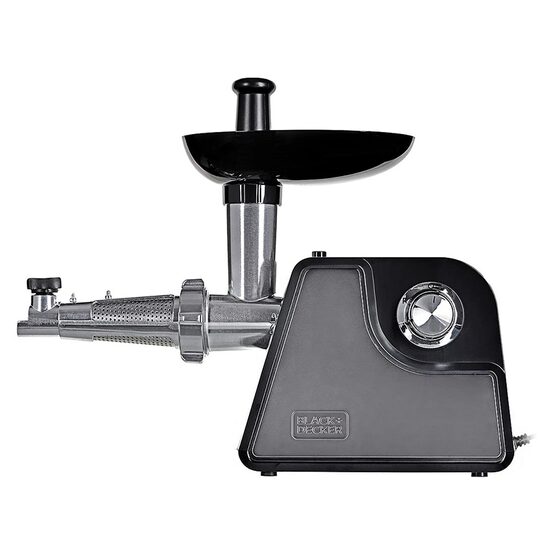 Masina electrica de stors rosii cu accesoriu de tocat carne, 300 W, functie revers, 3 site inox