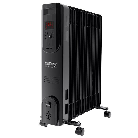 Calorifer electric cu ulei, Negru, Telecomanda, 11 elementi, 3 trepte de putere 1000W / 1500W / 2500W, Led, 4 x roti