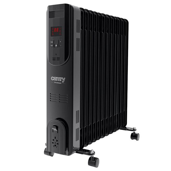 Calorifer electric cu ulei, Negru, Telecomanda, 13 elementi, 3 trepte de putere 1000W / 1500W / 2500W, Led, 4 x roti