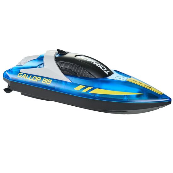 Barca cu motor si telecomanda, 12 km/h, USB, 1.2 Ah, dimensiune 250 x 80 x 70 mm, Albastru
