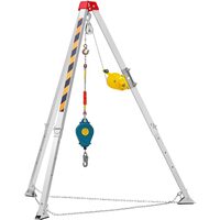 Trepied de salvare si lucru, protectia muncii in canalizari, Capacitate vertical 180 kg, Lungime 30 m, Troliu, Forta 500 N, Ham, Geanta transport