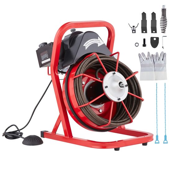 Sarpe pentru desfundat tevi, Electric, Profesional, 4 x capete taiere, Lungime 23 m, Diametru 1/2 inch