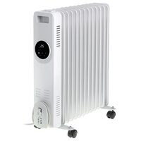 Calorifer electric cu ulei, 13 elementi, 4 x roti, 3 trepte de putere 1000W/1500W/2500W, Afisaj led, Alb, Telecomanda