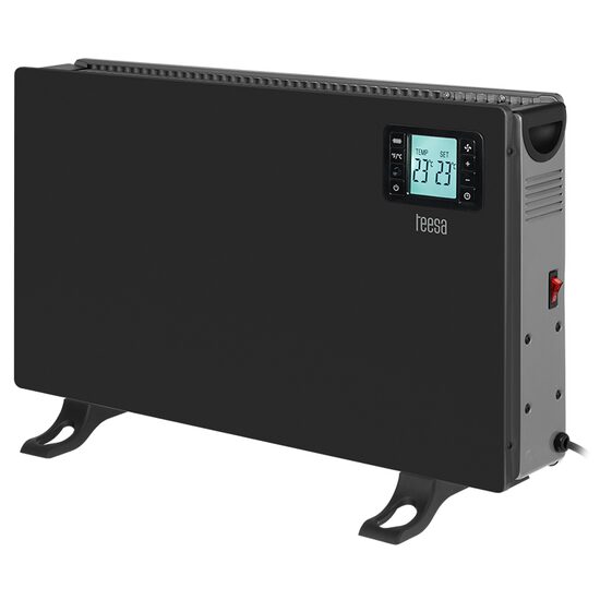Convector electric, 3 trepte de putere, 2000 W, afisaj led, Negru, carcasa metal/plastic, Termostat reglabil, Telecomanda