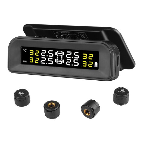 Kit extern pentru monitorizare presiune, temperatura roti, LCD, 12 V DC, 0.5-6 Bar, Incarcare USB si Solar