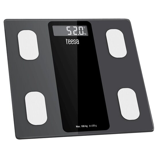 Cantar Smart, max 180 Kg, LCD, Negru, 2 x AAA, Memorie pentru 10 utilizatori, compatibil aplicatie Fitdays, Bluetooth 4.2