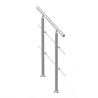 Balustrada inox, 1-2 trepte Vivatechnix, 800 x 104 x 1060 mm, Unghi reglabil 0° - 45°, accesorii prindere, 2 x bare transversale