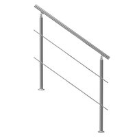 Balustrada inox, 3-4 trepte Vivatechnix, 1200 x 104 x 1060 mm, Unghi reglabil 0° - 45°, accesorii prindere, 2 x bare transversale