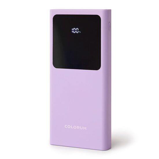 Powerbank Colorum Violet, slim, 10000mAh, Conector USB-C / USB-A, 22.5 W, afisaj led