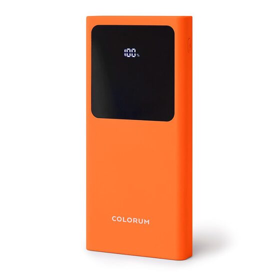 Powerbank Colorum Orange, slim, 10000mAh, Conector USB-C / USB-A, 22.5 W, afisaj led