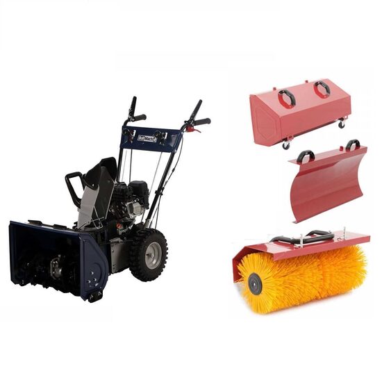 Freza zapada multifunctionala Bulltech, latime lucru 55 cm, 6 CP, cu perie, cos colectare si lama impingere, 7 viteze