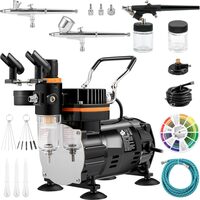Set Aerograf multifunctional cu compresor, 3 x pistoale duza 0.2, 0.3, 0.8 mm, 18-23 l/min, 3-4 Bar, 47 dB, 120 W