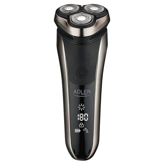 Aparat de ras cu acumulator, IPX7, 3 capete rotative, oscilante, cutite Inox, LCD, USB, functionare 180 min, 2000 mAh