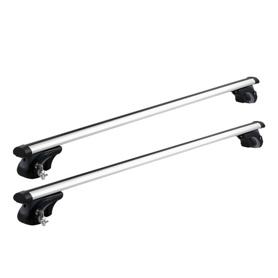 Set 2 bare transversale portbagaj, Aluminiu, 2 x chei antifurt, pentru bare longitudinale, max 90 kg, 132 cm