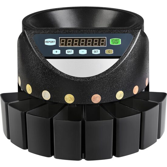 Aparat pentru sortat monede Euro, Viteza de numarare 300 buc/min, 20 W