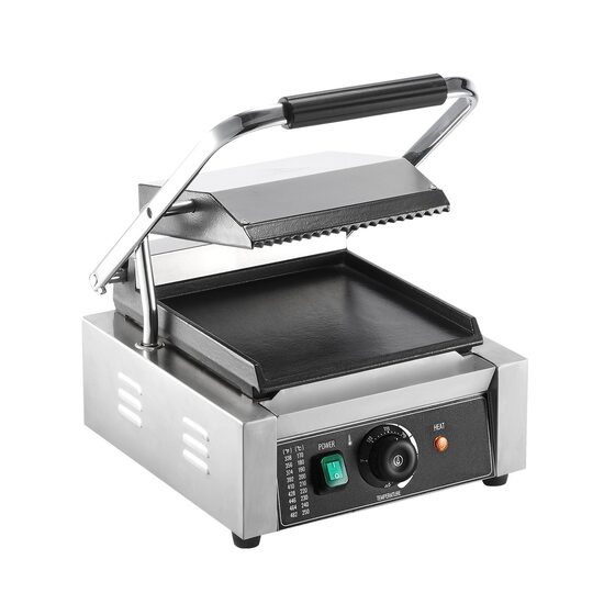 Grill Panini, Profesional, suprafata de gatit Neteda/Striata 230x225 mm, Otel inoxidabil, Temperatura de incalzire 50-300 °C