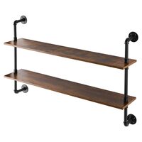 Raft metalic cu 2 x polite incluse din lemn, Vivatechnix Industrial, 1245 x 260 x 775 mm