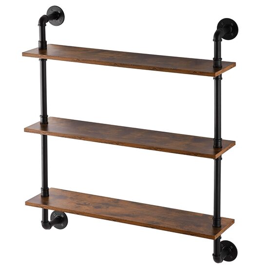 Raft metalic cu 3 x polite incluse din lemn, Vivatechnix Industrial, 830 x 205 x 960 mm
