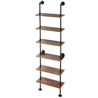 Raft metalic cu 6 x polite incluse din lemn, Vivatechnix Industrial, 610 x 255 x 2120 mm