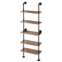 Raft metalic cu 5 x polite incluse din lemn, Vivatechnix Industrial, 610 x 255 x 1780 mm